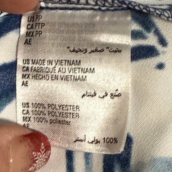 Alfani Printed Oversized Blouse - Poncho Style - Petite Pet Dream Leaf Blue  $70 - Picture 9 of 11